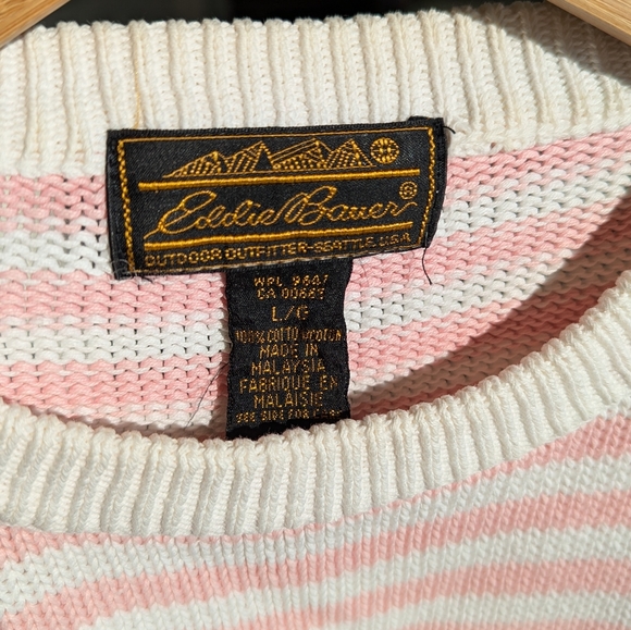 Vintage Pastel Pink and Blue Striped Knit Short Sleeve Sweater Top - Picture 4 of 4